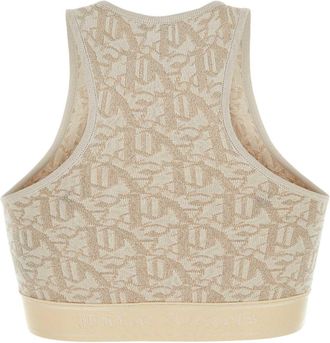 Palm Angels Womens Embroidered Viscose Blend Tank Top Beige Polyester Nylon Sweater