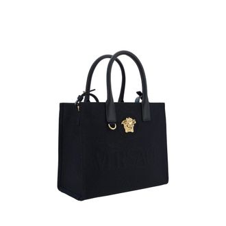 Versace Womens Black Cotton Shoulder Bag