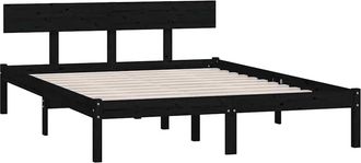 vidaXL Vidaxl - Estructura Cama Doble Peque&ntilde;a Sin Colch&oacute;n Madera Maciza Negro