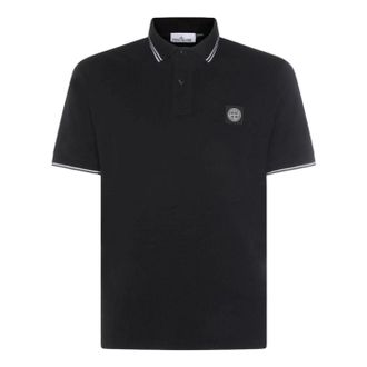 Stone Island 2200010 Slim-Fit Compass Patch Polo Shirt Black L1S1522000-10S0018-V0029