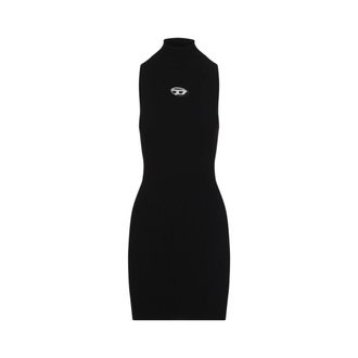 Diesel High Neck Fitted Mini Dress With Ribbed Texture