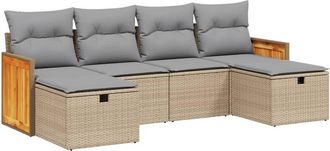 vidaXL Vidaxl - Juego De Sof&aacute;s Jard&iacute;n Con Cojines Beige Mezcla 6 Pzas Rat&aacute;n Pe