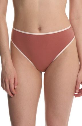 Natori Bliss Bare Cotton High Cut Briefs in Nostalgia Rose/Peach Whip at Nordstrom, Size X-Small