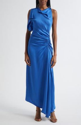 A.L.C. Pia Side Ruched Asymmetric Hem Satin Dress in Lapis at Nordstrom Rack, Size 12