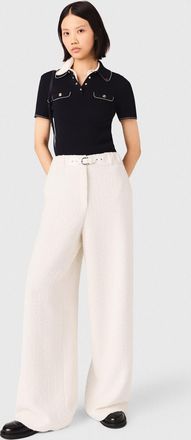 Maje Wide-leg Tweed Trousers - Off White - Maje