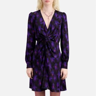 The Kooples Korte jurk met lange mouwen en grafisch motief