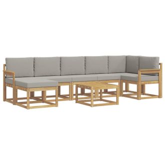 vidaXL Conjunto De Sof&aacute;s De Exterior 8 Pcs Blanco Y Gris Claro Vidaxl