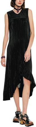 Anna Sui Plisse Hi-Low Dress in Black at Nordstrom, Size Medium