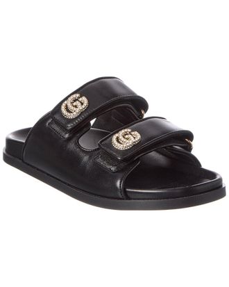 Gucci Crystal Double G Leather Sandal