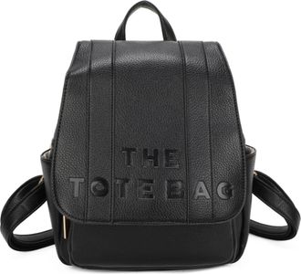 Generic Womens Fashion Backpack, Vegan Leather Tote Casual Daypack with Multiple Compartments, Gold Hardware (Black)