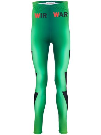 Walter Van Beirendonck Leggings da ciclismo con stampa - Verde
