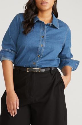 Universal Standard Chambray Button-Up Shirt in Orion Blue at Nordstrom, Size Xl