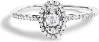 House of Brilliance 14K White Gold 1/5 Cttw Diamond With Halo Engagement Ring at Nordstrom, Size 7.5