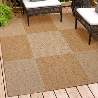 Andiamo Teppich »ARIZONA1« rechteckig 5 mm Höhe Flachgewebe, kariertes Muster, In- und Outdoor geeignet, Wohnzimmer