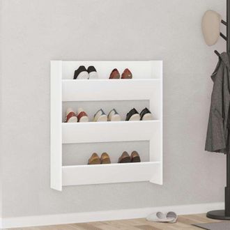 vidaXL Scarpiera a Muro Bianca 80x18x90 cm in Legno Multistrato - Vidaxl