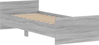 vidaXL Bed Frame without Mattress Grey Sonoma 75x190 cm Small Single Engineered Wood Vidaxl