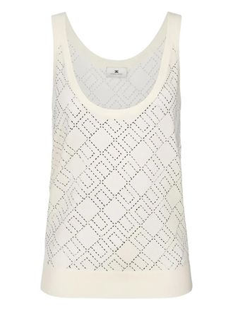 Elisabetta Franchi embroidered tank top - women - Merino - 44 - Neutrals