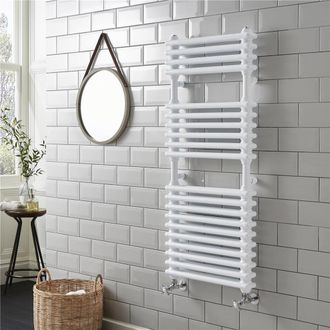 Clifton White Vertical Bathroom Towel Radiator 500mm (H) x 600mm (W)