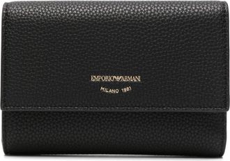 Emporio Armani Zwarte zwarte casual portemonnee met kaarthouder - Dames - Portefeuilles - Zwart - ONE Size - Polyester - Accessoires