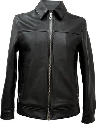 Mr P. Mr. P. Zipped Coach Jacket in Grained Leather