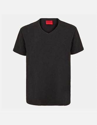 HUGO BOSS Mens Sleeve V Neck T-Shirt - Black - Size: 40