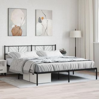 Berkfield Home Metal Bed Frame with Headboard Black 183x213 cm