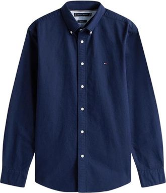 Tommy Hilfiger Solid Heritage Oxford RF Shirt - Heren - Casual Overhemden - Blauw - S - Katoen - Overhemden