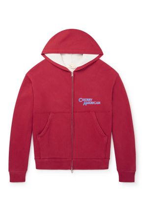 Cherry Los Angeles Logo-Print Cotton-Jersey Zip-Up Hoodie