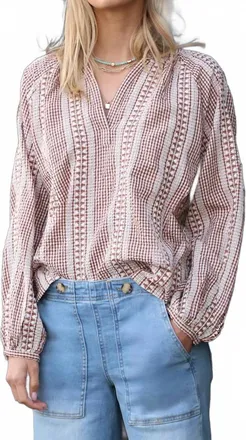 Dylan Bennet Long Sleeve Blouse In Soft Brown