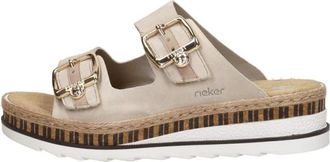 Rieker Open Teen - Dames - Sleehakken - Beige - 38 EU - Leer - Schoenen