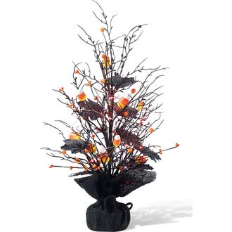 Glitzhome 21H Lighted Halloween Candy Corn Berries Table Tree in Black at Nordstrom, Size Medium
