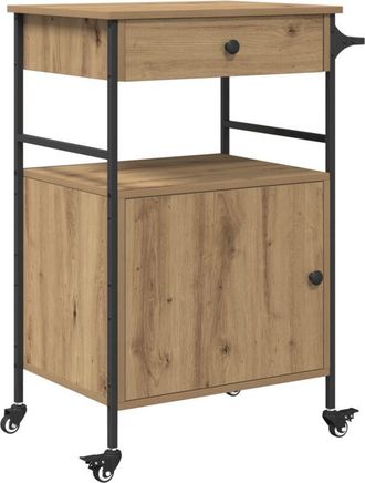 vidaXL Vidaxl - Carro de Cocina Roble Artesanal y Negro 56 x 43 x 89.5 cm