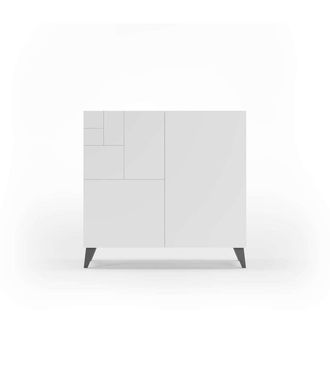 HERDASA Herdasa - Zapatero Modelo 512 Acabado Blanco Patas Grafito, 90x90x27 (alto X Ancho X Fondo)