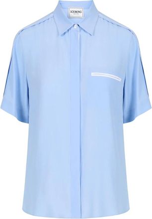 Iceberg Kortmouw Comfort Fit Shirt - Dames - Overhemden - Blauw - S - Overhemden