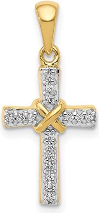 Diamond2Deal 10k Yellow Gold 1/6ct. Diamond Latin Cross Pendant