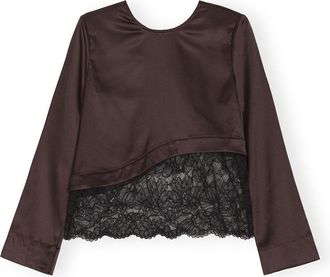 Ganni Lace Blouse - Size 10/12 Brown