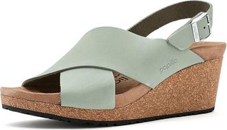 Birkenstock Samira Wedge - Nubuck Leather Womens Dress Sandals Pure Sage : EU 41 (US Womens 10-10.5) Narrow, Synthetic