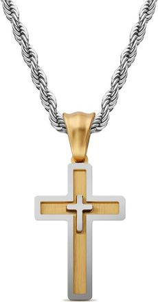 Edforce Mens Double Cross Pendant Necklace in Gold/Silver at Nordstrom Rack