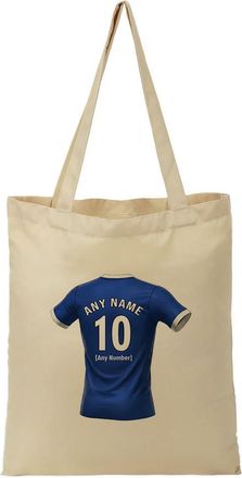 Unigift Personalised Gift - Leicestershire 2016 Fan Tote Shopping Bag (Blue Football Jersey Design) Custom Name - East Midlands LE2 Club
