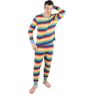 Leveret Mens Cotton Striped Matching Family Holiday Pajamas in Colorful Boys at Nordstrom, Size Xx-Large