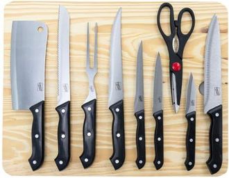 Gibson Home Wildcraft 10 Piece Cutlery Set with Wooden Cutting Board in Black at Nordstrom