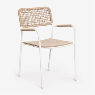 Sklum Pack De 4 Sillas De Jard&iacute;n Apilables Con Reposabrazos En Acero Y Madera De Acacia Tilda Sklum