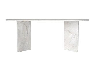 Vente-Unique Dining Table for 8 People - White Marble Effect - TOPANIA