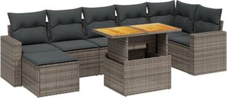 vidaXL Vidaxl - Set De Sof&aacute;s De Jard&iacute;n 8 Pzas Y Cojines Rat&aacute;n Sint&eacute;tico Gris