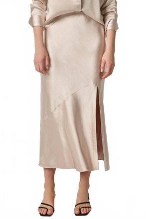 Lilla P Satin Slit Front Skirt In Angora