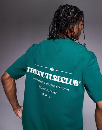 The Couture Club T-shirt oversize verde con logo sul petto e sulla schiena