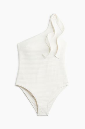H&M One-Shoulder-Badeanzug mit wattierten Cups - Weiss