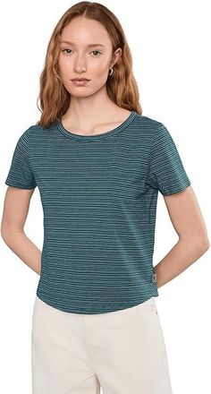 Royal Robbins Vacationer Boxy T-Shirts Womens Workout Balsam Stripe : SM, Cotton/Hemp/Polyester