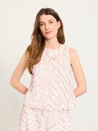Fat Face FatFace Hallie Oyster Petite Petite Frill Top