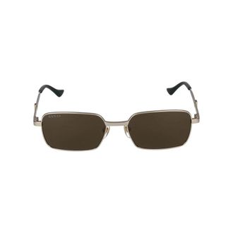 Gucci Gg 1495S Zonnebril - Heren - Zonnebrillen - Geel - 56 MM - Leer - Accessoires